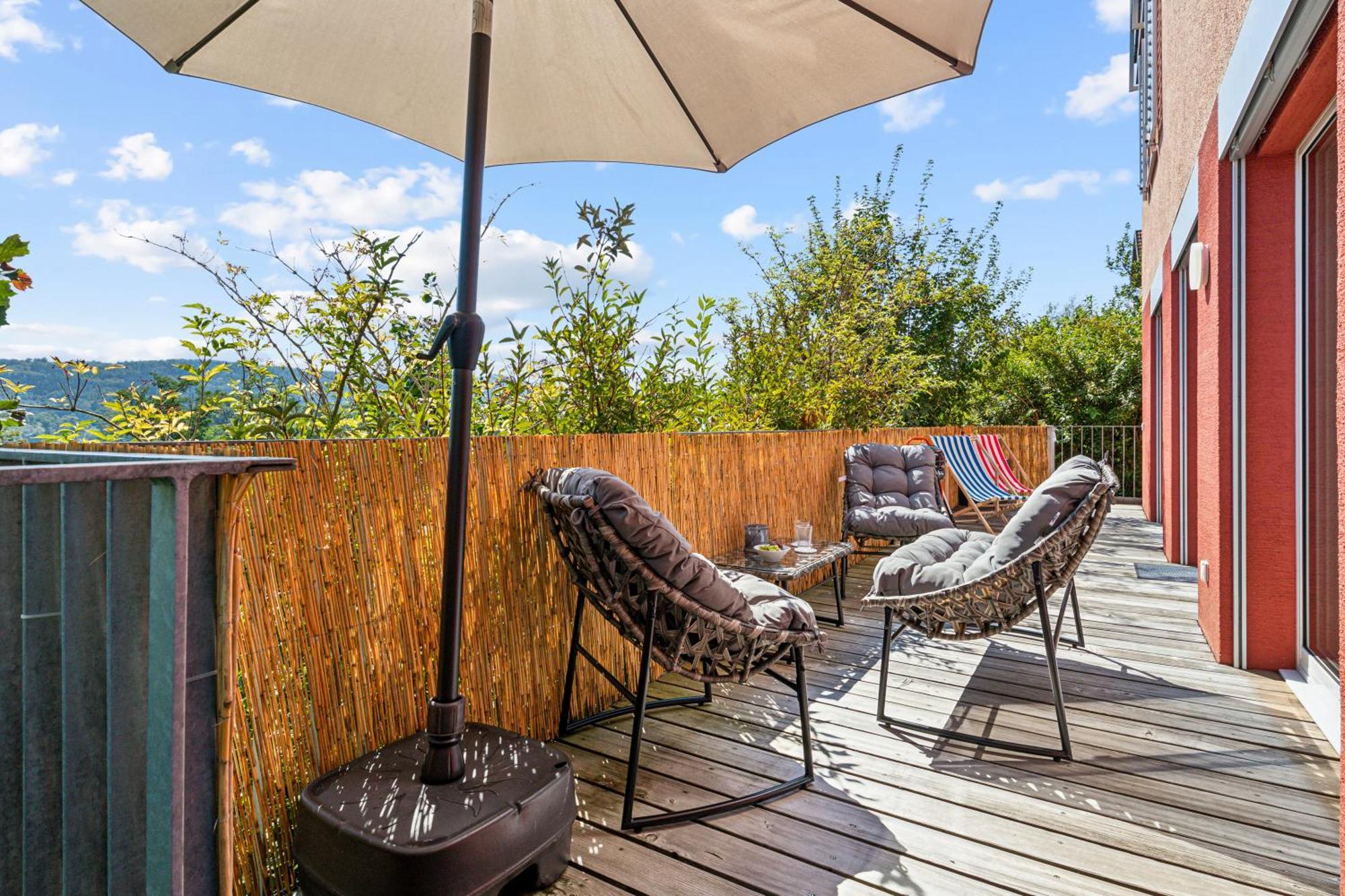Business I Family Apartment I 1-4 Personen - Aare Blick, Nahe Altstadt I Beamer - 99" Leinwand I Terrassen Lounge Und Parkplatz Brugg  Exteriör bild